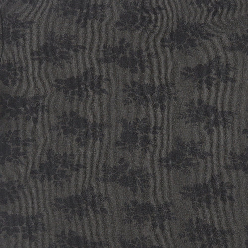 Marks and Spencer Womens Green Floral Cotton Basic Button-Up Size 14 Collared