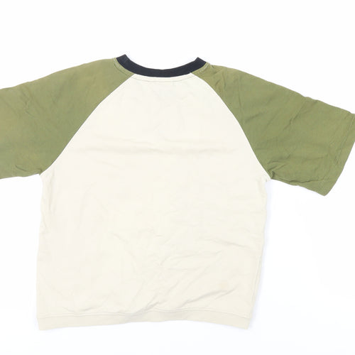 Zara Boys Beige Colourblock Cotton Pullover T-Shirt Size 8 Years Crew Neck Pullover - Chicago