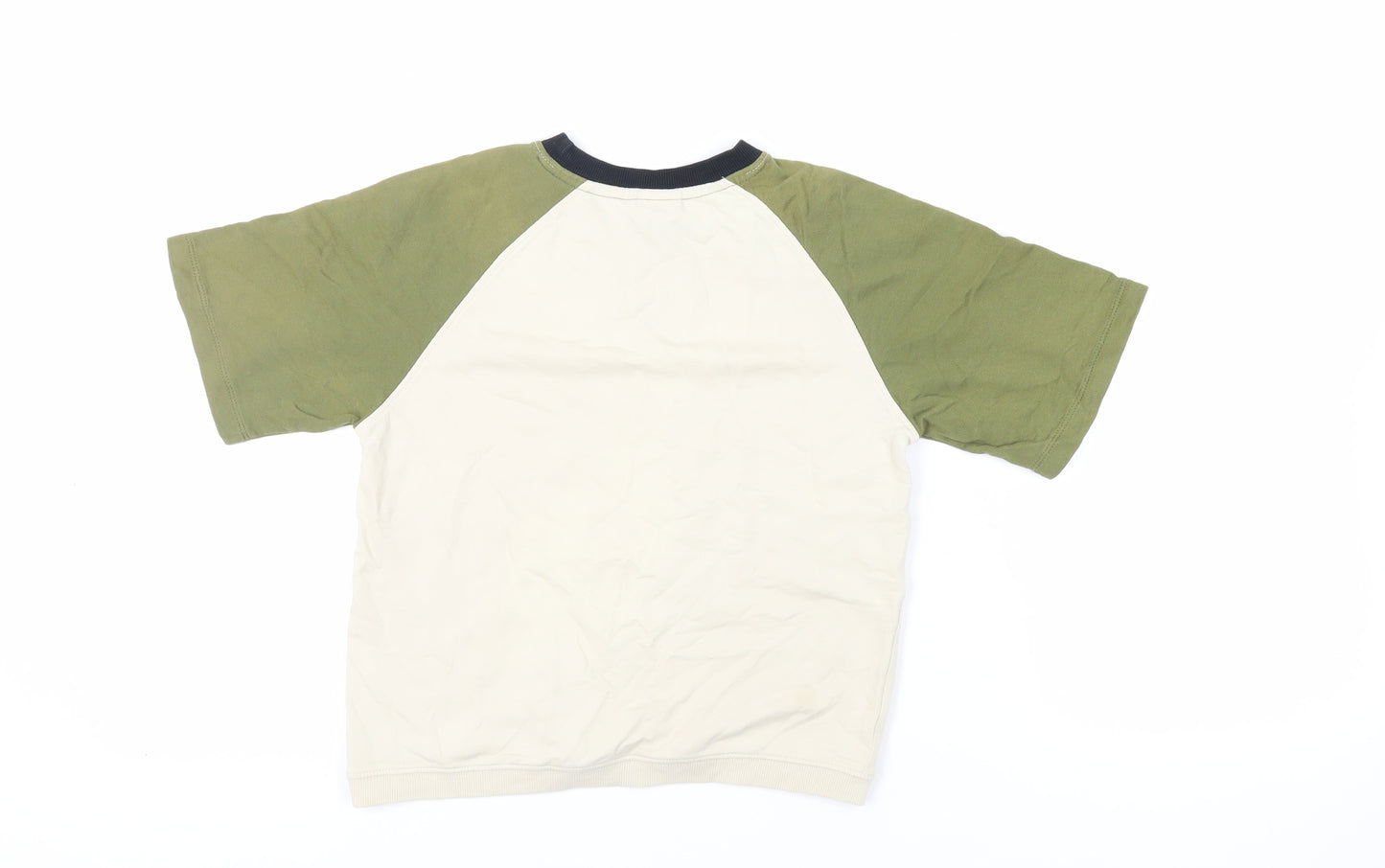 Zara Boys Beige Colourblock Cotton Pullover T-Shirt Size 8 Years Crew Neck Pullover - Chicago