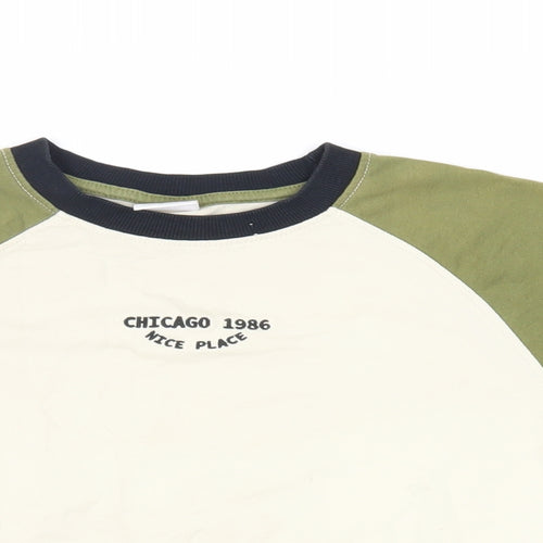 Zara Boys Beige Colourblock Cotton Pullover T-Shirt Size 8 Years Crew Neck Pullover - Chicago