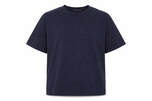 Front view of ASOS men’s blue cotton t-shirt, size 2XL, crew neck