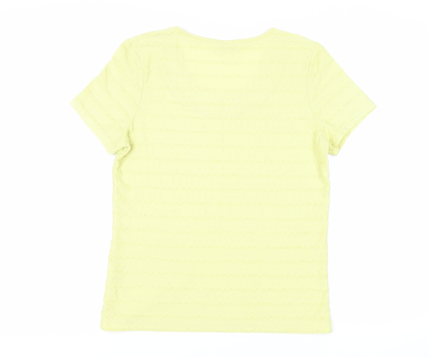 Per Una Womens Yellow Polyester Basic T-Shirt Size 12 Scoop Neck - Textured