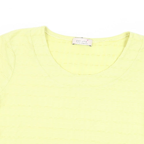 Per Una Womens Yellow Polyester Basic T-Shirt Size 12 Scoop Neck - Textured