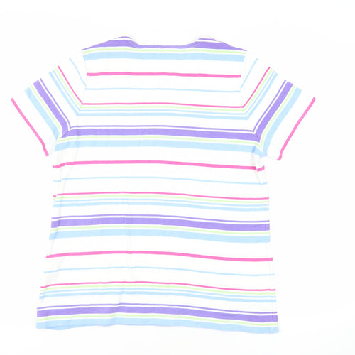 DASH Womens Multicoloured Striped Cotton Basic T-Shirt Size 18 Square Neck