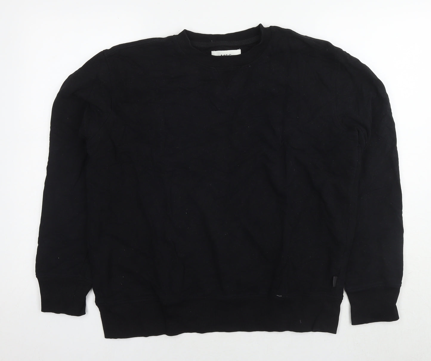 Marks and Spencer Mens Black Cotton Pullover Sweatshirt Size L