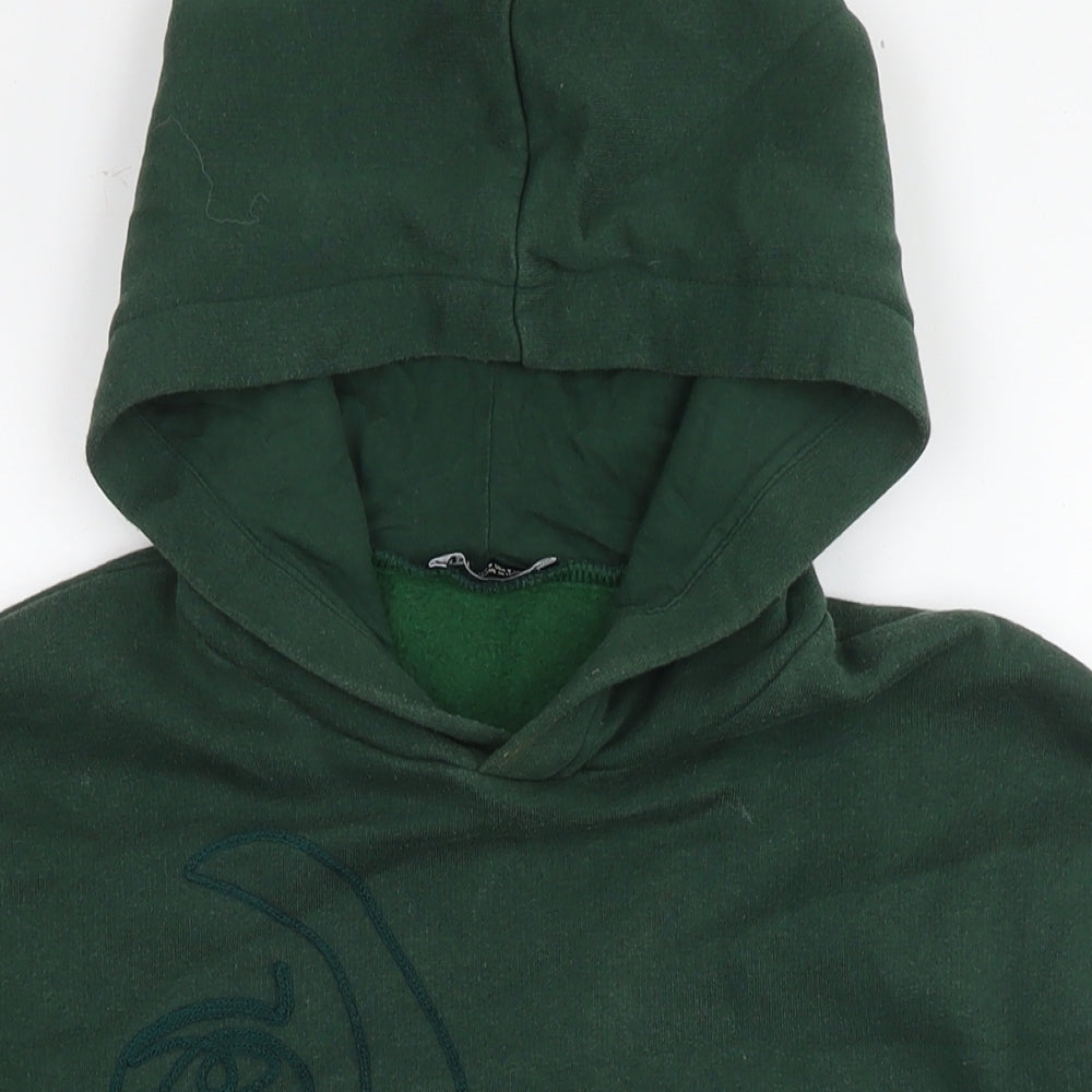 Zara Womens Green Cotton Pullover Hoodie Size S Pullover - Embraided face shapes