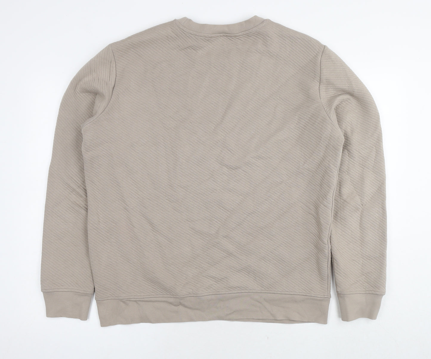 Marks and Spencer Mens Beige Cotton Pullover Sweatshirt Size L - Ribbed