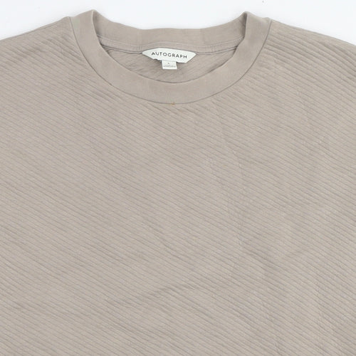 Marks and Spencer Mens Beige Cotton Pullover Sweatshirt Size L - Ribbed