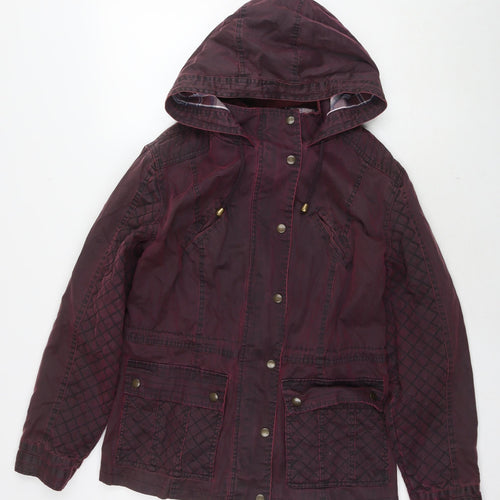 Marks and Spencer Womens Red Rain Coat Coat Size 14 Zip - Waxed Look