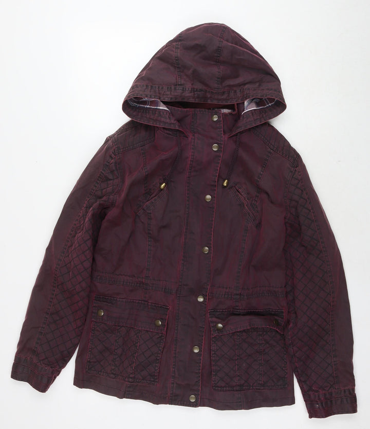 Marks and Spencer Womens Red Rain Coat Coat Size 14 Zip - Waxed Look