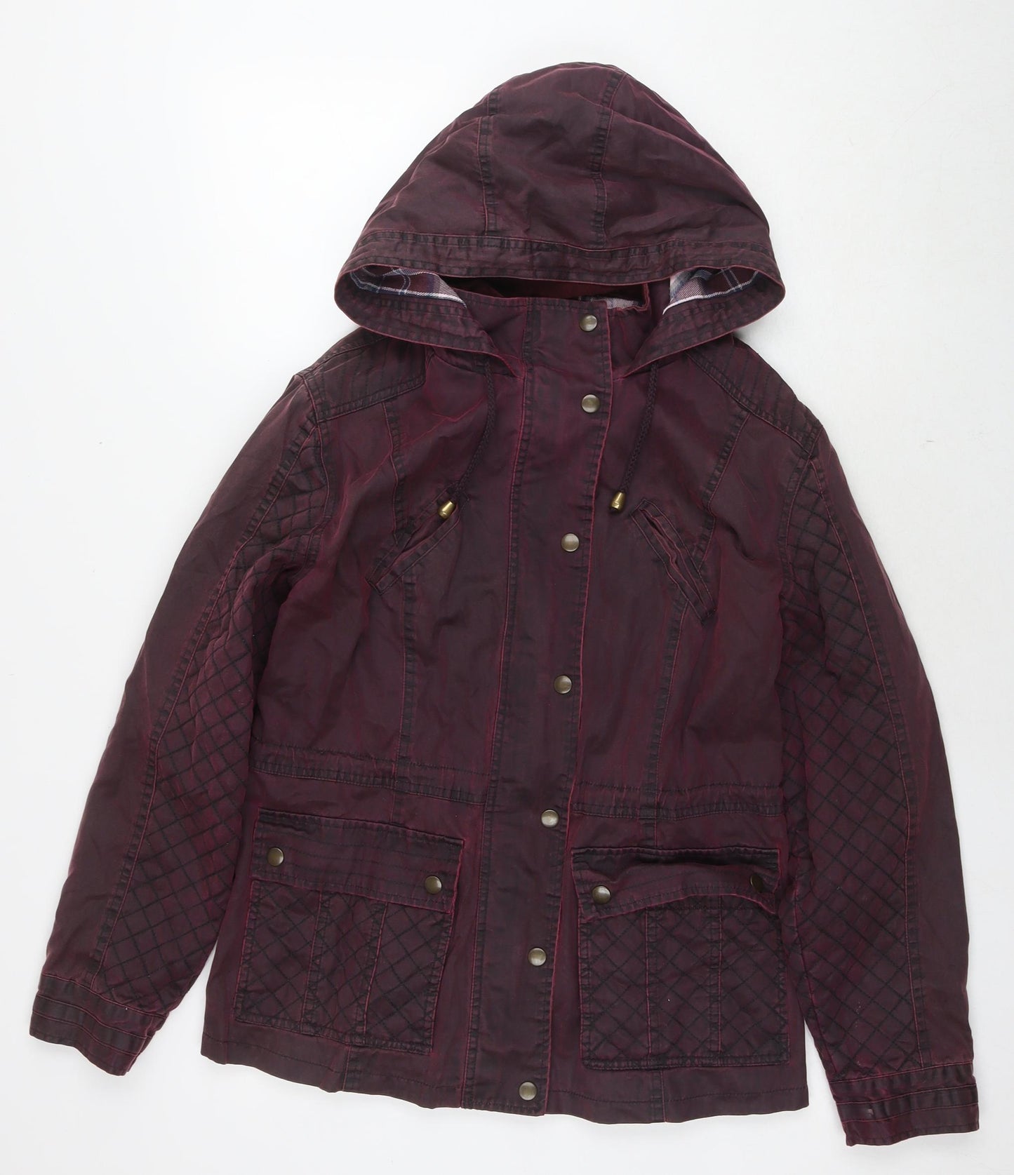 Marks and Spencer Womens Red Rain Coat Coat Size 14 Zip - Waxed Look