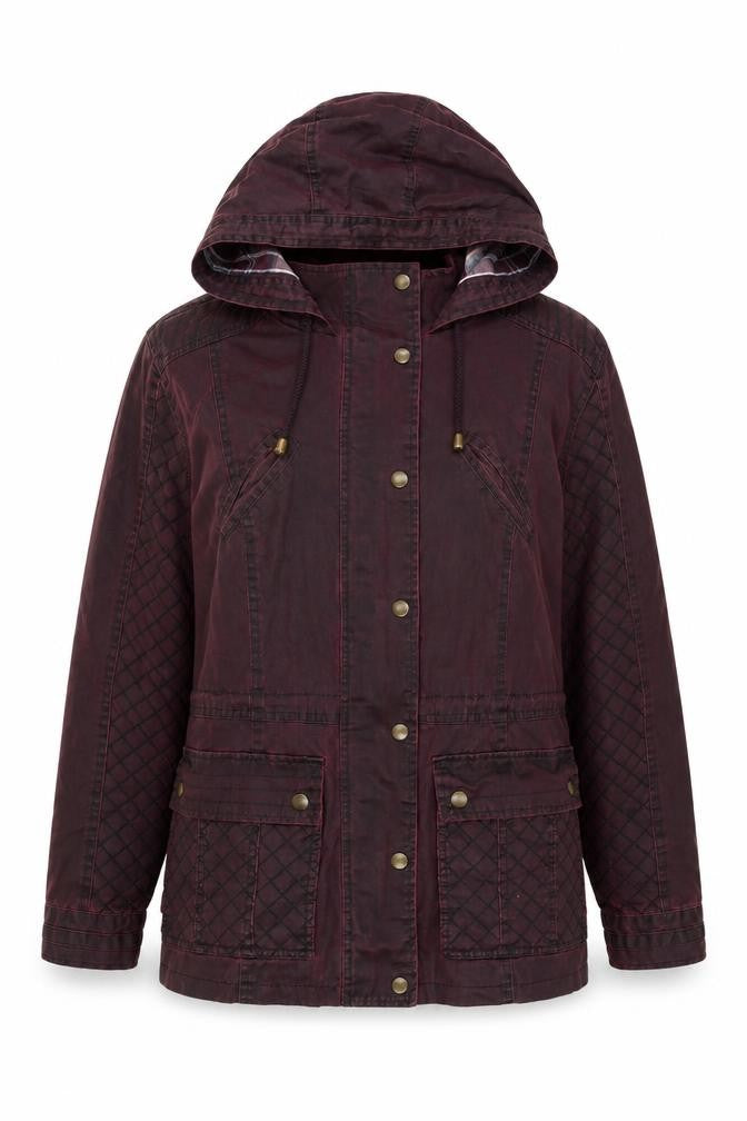 Marks and Spencer Womens Red Rain Coat Coat Size 14 Zip - Waxed Look
