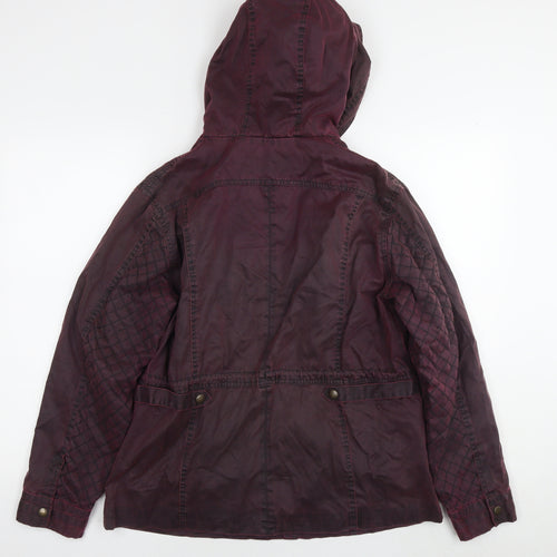 Marks and Spencer Womens Red Rain Coat Coat Size 14 Zip - Waxed Look