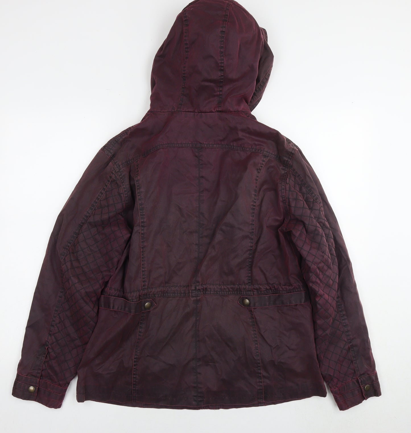 Marks and Spencer Womens Red Rain Coat Coat Size 14 Zip - Waxed Look