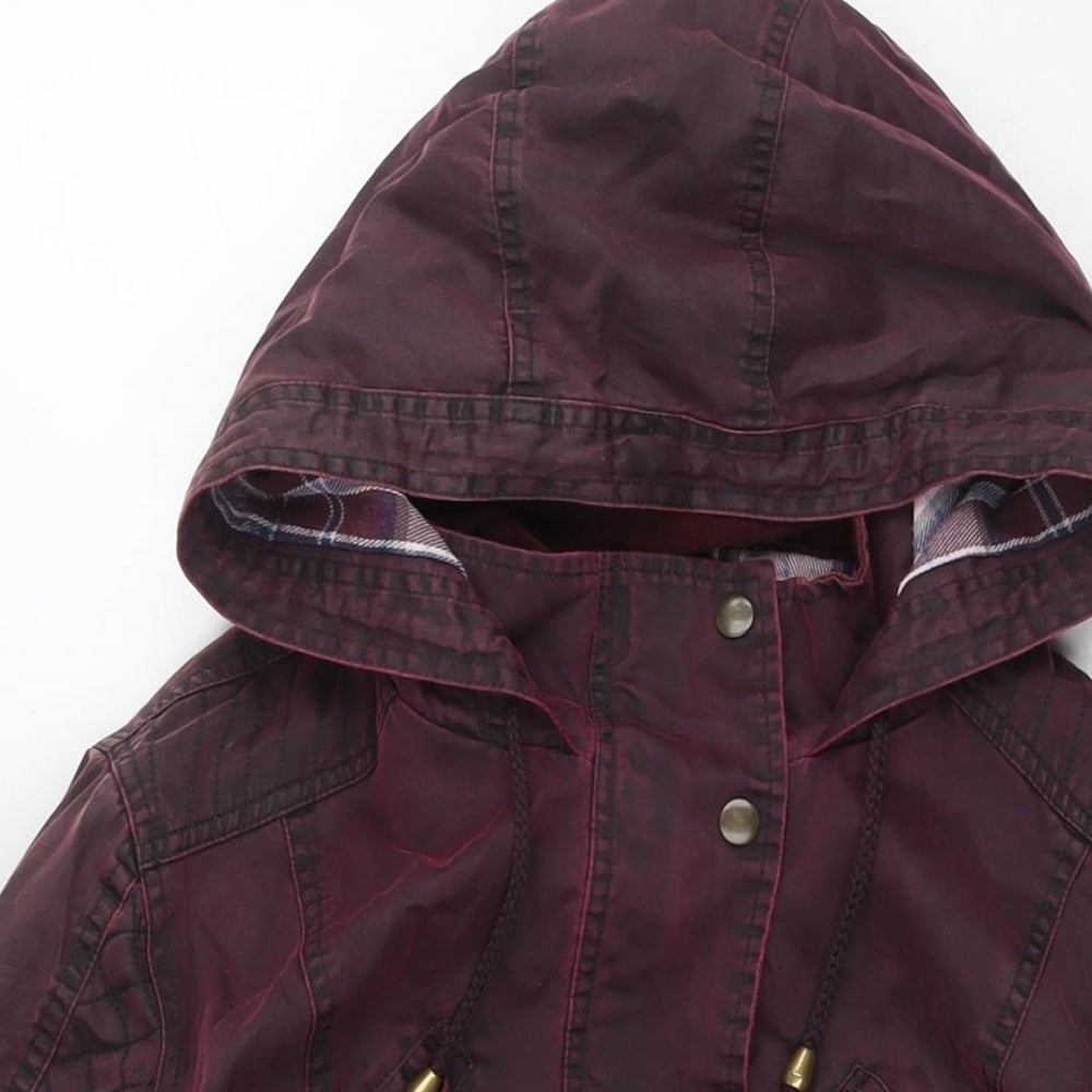Marks and Spencer Womens Red Rain Coat Coat Size 14 Zip - Waxed Look