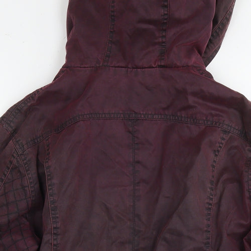 Marks and Spencer Womens Red Rain Coat Coat Size 14 Zip - Waxed Look