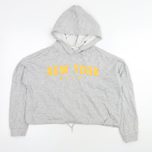 H&M Girls Grey Cotton Pullover Hoodie Size 12-13 Years Pullover - New York Cropped