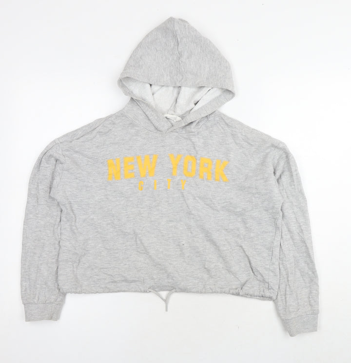 H&M Girls Grey Cotton Pullover Hoodie Size 12-13 Years Pullover - New York Cropped