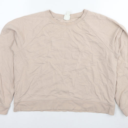 H&M Womens Beige Cotton Pullover Sweatshirt Size M Pullover