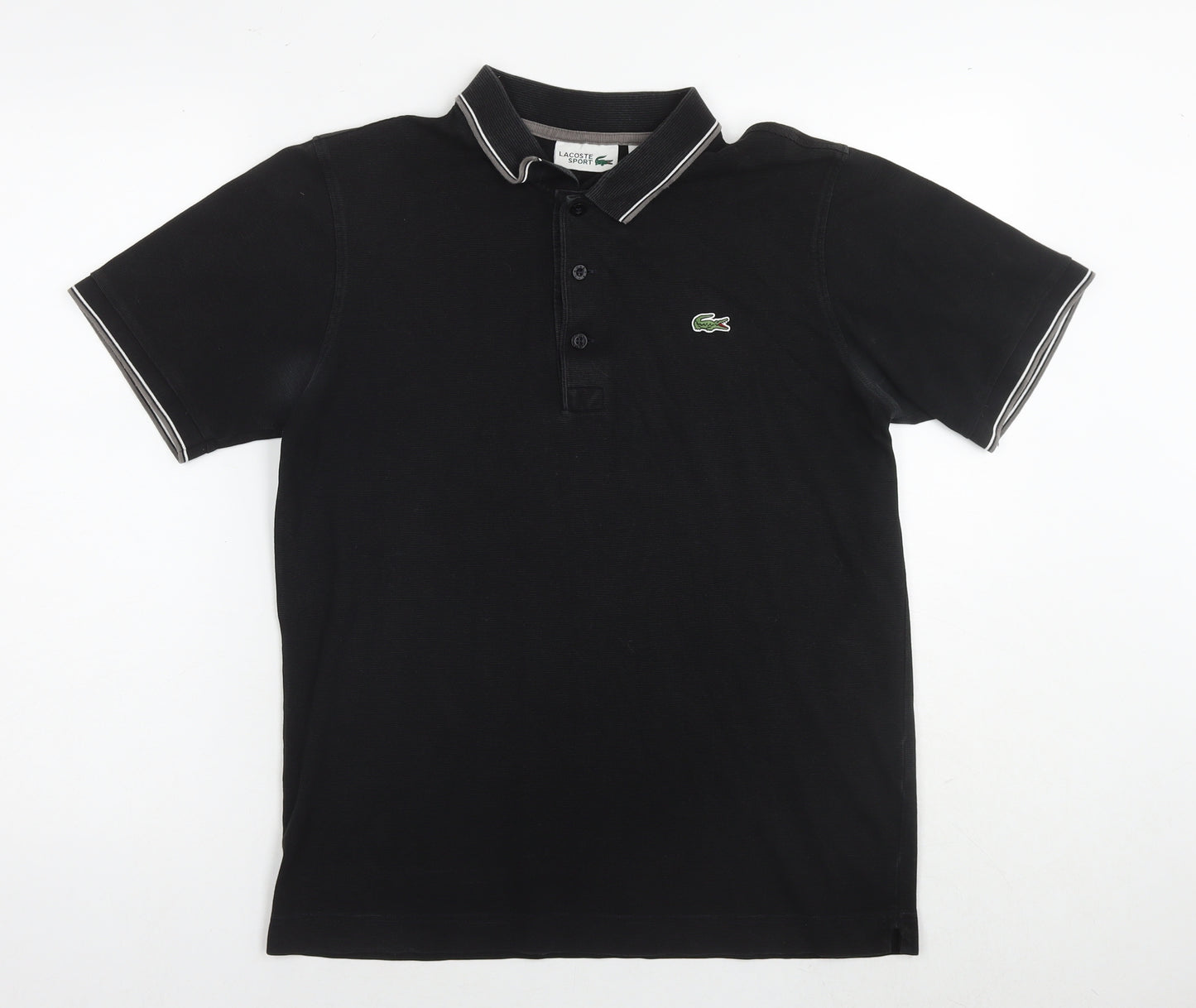 Lacoste Mens Black Cotton Polo Size M Collared Pullover