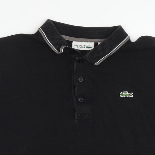 Lacoste Mens Black Cotton Polo Size M Collared Pullover