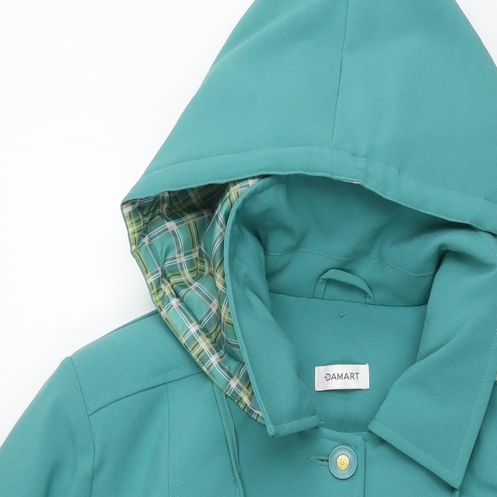 Damart Womens Blue Rain Coat Jacket Size 14 Button