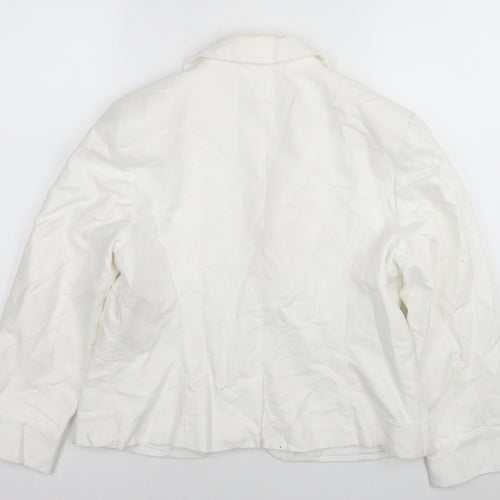 Precis Womens White Jacket Blazer Size 14 Hook & Eye