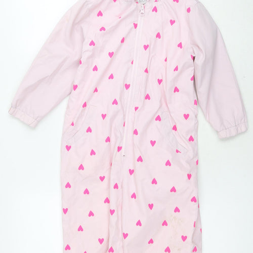 Kids Orginals Girls Pink Geometric Polyester Coverall One-Piece Size 3-4 Years L14 in Zip - Hearts