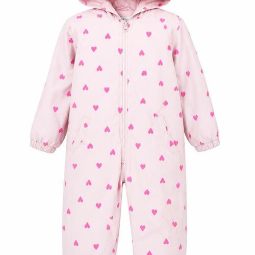 Kids Orginals Girls Pink Geometric Polyester Coverall One-Piece Size 3-4 Years L14 in Zip - Hearts