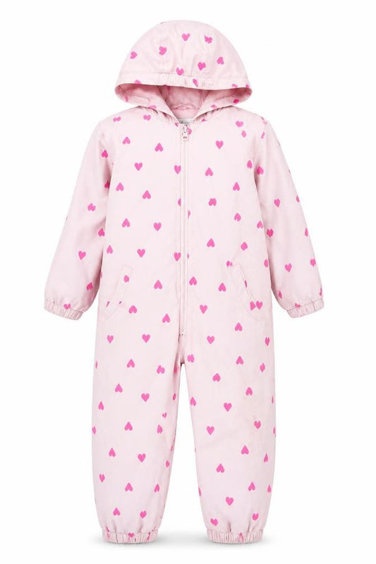 Kids Orginals Girls Pink Geometric Polyester Coverall One-Piece Size 3-4 Years L14 in Zip - Hearts