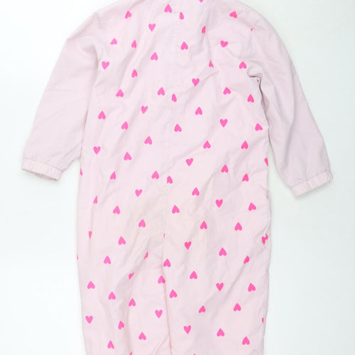 Kids Orginals Girls Pink Geometric Polyester Coverall One-Piece Size 3-4 Years L14 in Zip - Hearts