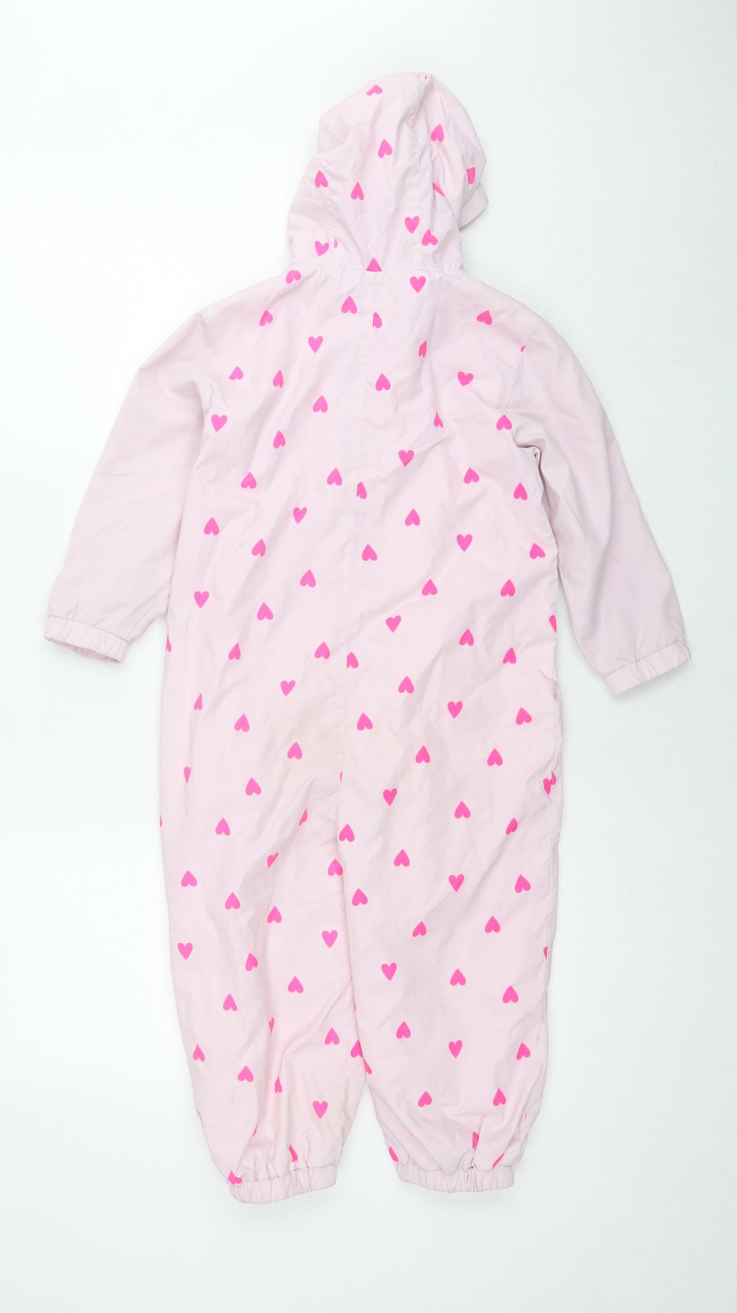 Kids Orginals Girls Pink Geometric Polyester Coverall One-Piece Size 3-4 Years L14 in Zip - Hearts