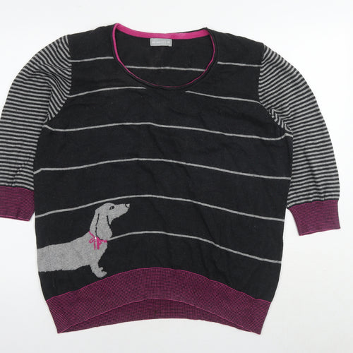 Per Una Womens Black Striped Cotton Pullover Sweatshirt Size 22 Pullover - Dog