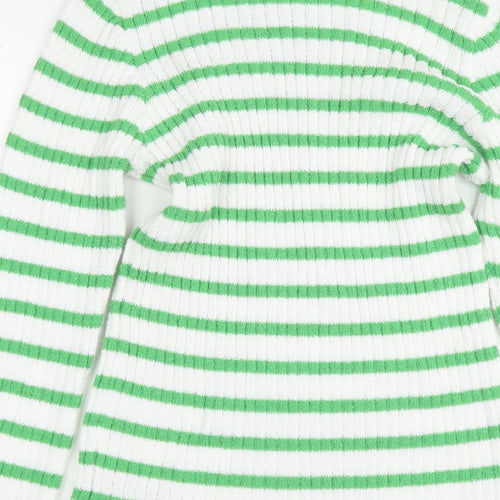 Very Womens White Round Neck Striped Polyester Pullover Jumper Size 12 - Size 12-14