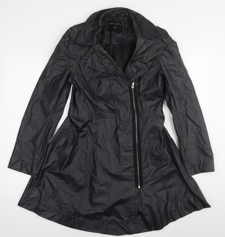 Dorothy Perkins Womens Black Overcoat Coat Size 10 Zip