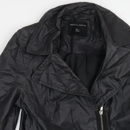 Dorothy Perkins Womens Black Overcoat Coat Size 10 Zip