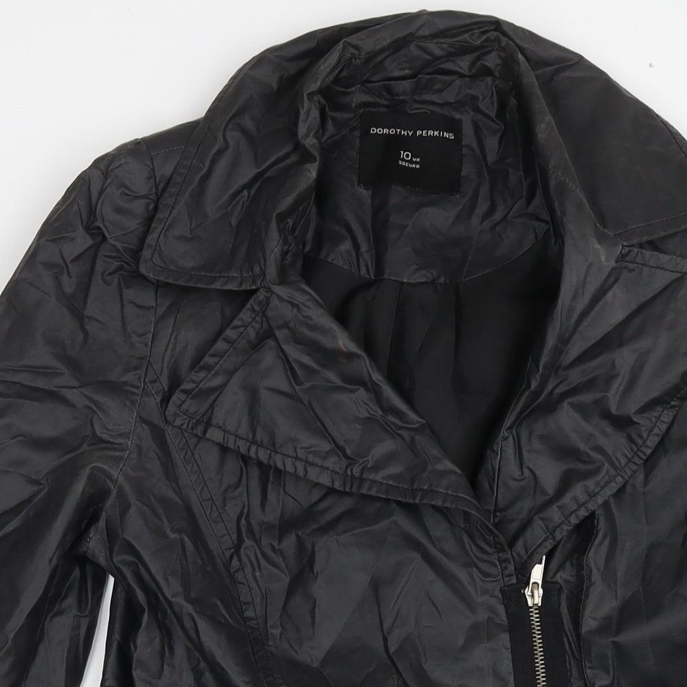Dorothy Perkins Womens Black Overcoat Coat Size 10 Zip