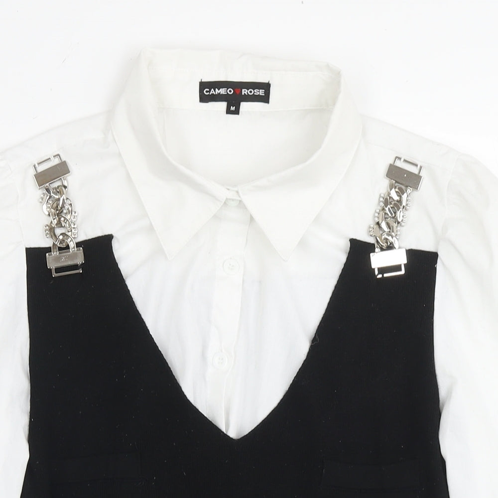 Cameo Rose Womens White Viscose Basic T-Shirt Size M Collared - Jumper/Chain Effect