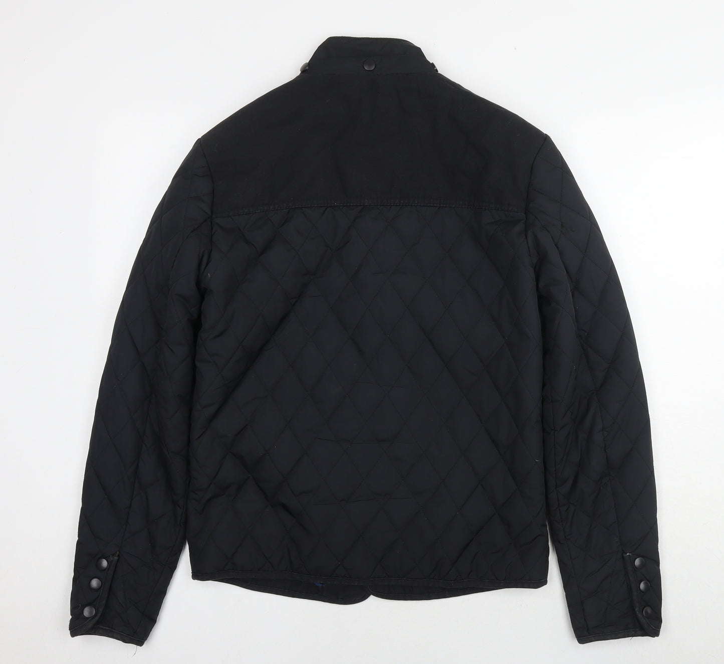 River Island Mens Black Quilted Coat Size S Snap