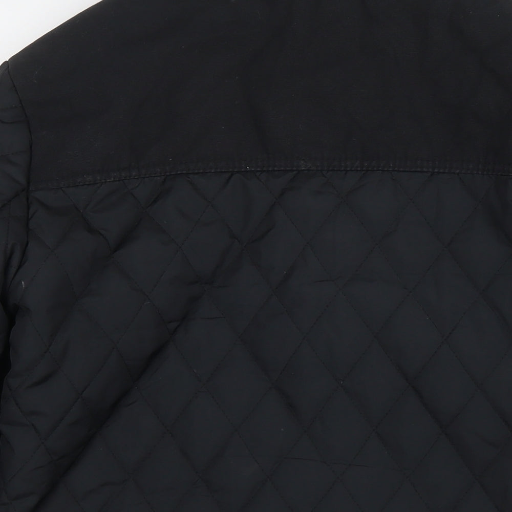 River Island Mens Black Quilted Coat Size S Snap