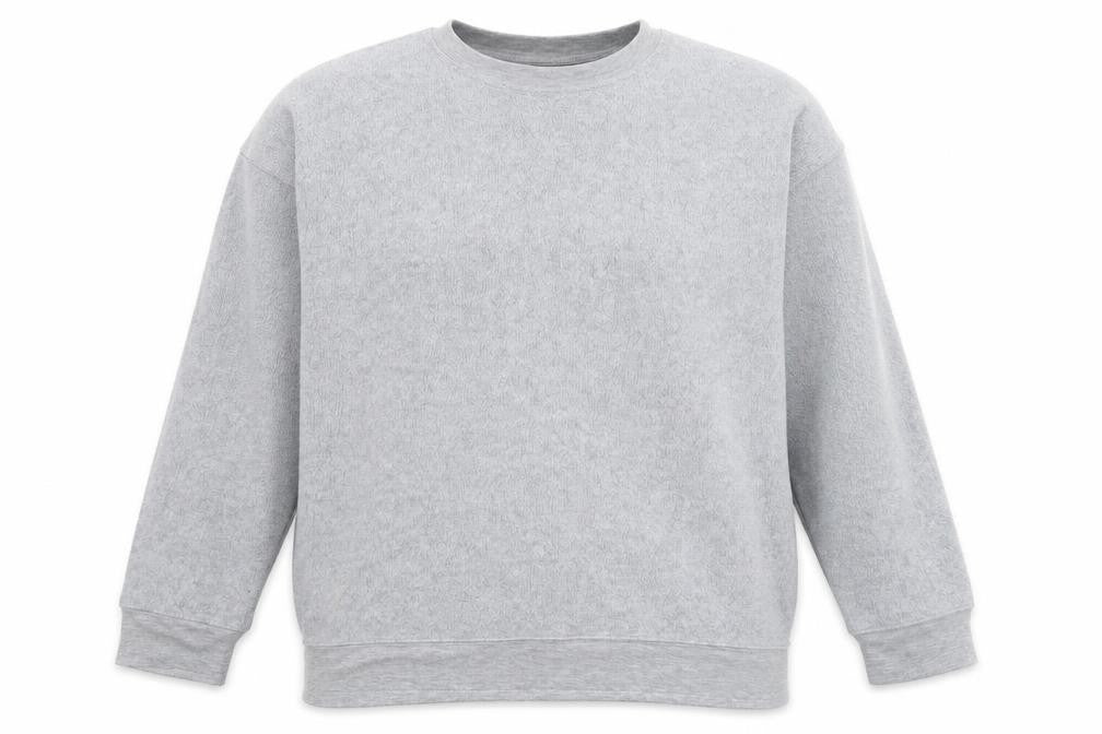 Front view of Topshop women’s grey polyester pullover sweatshirt, size UK 12, pullover