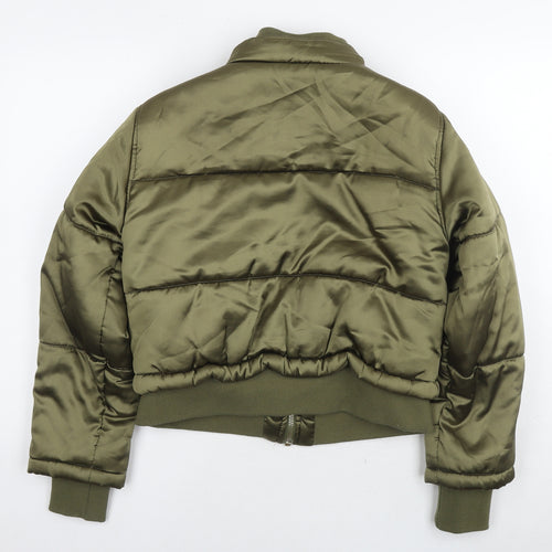 Topshop Womens Green Puffer Jacket Coat Size 8 Zip