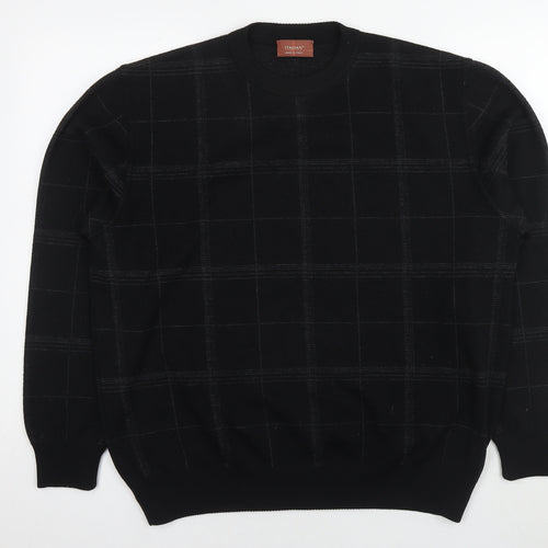 Marks and Spencer Womens Black Check Acrylic Pullover Sweatshirt Size L Pullover