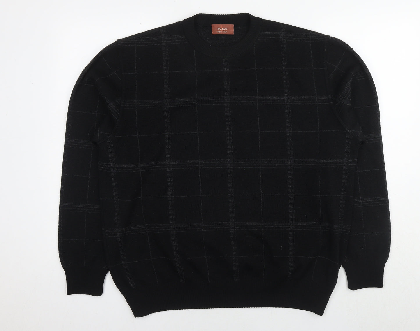 Marks and Spencer Womens Black Check Acrylic Pullover Sweatshirt Size L Pullover