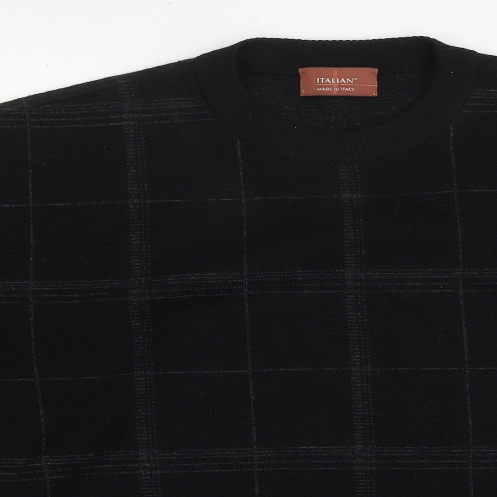 Marks and Spencer Womens Black Check Acrylic Pullover Sweatshirt Size L Pullover