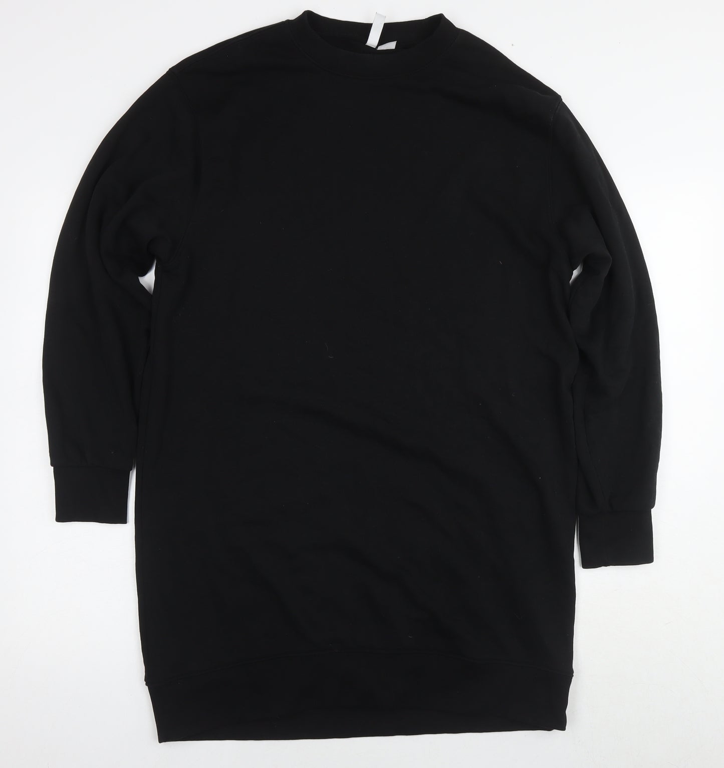 H&M Womens Black Cotton Jumper Dress Size S Round Neck Pullover