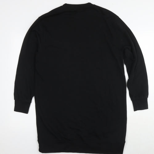 H&M Womens Black Cotton Jumper Dress Size S Round Neck Pullover
