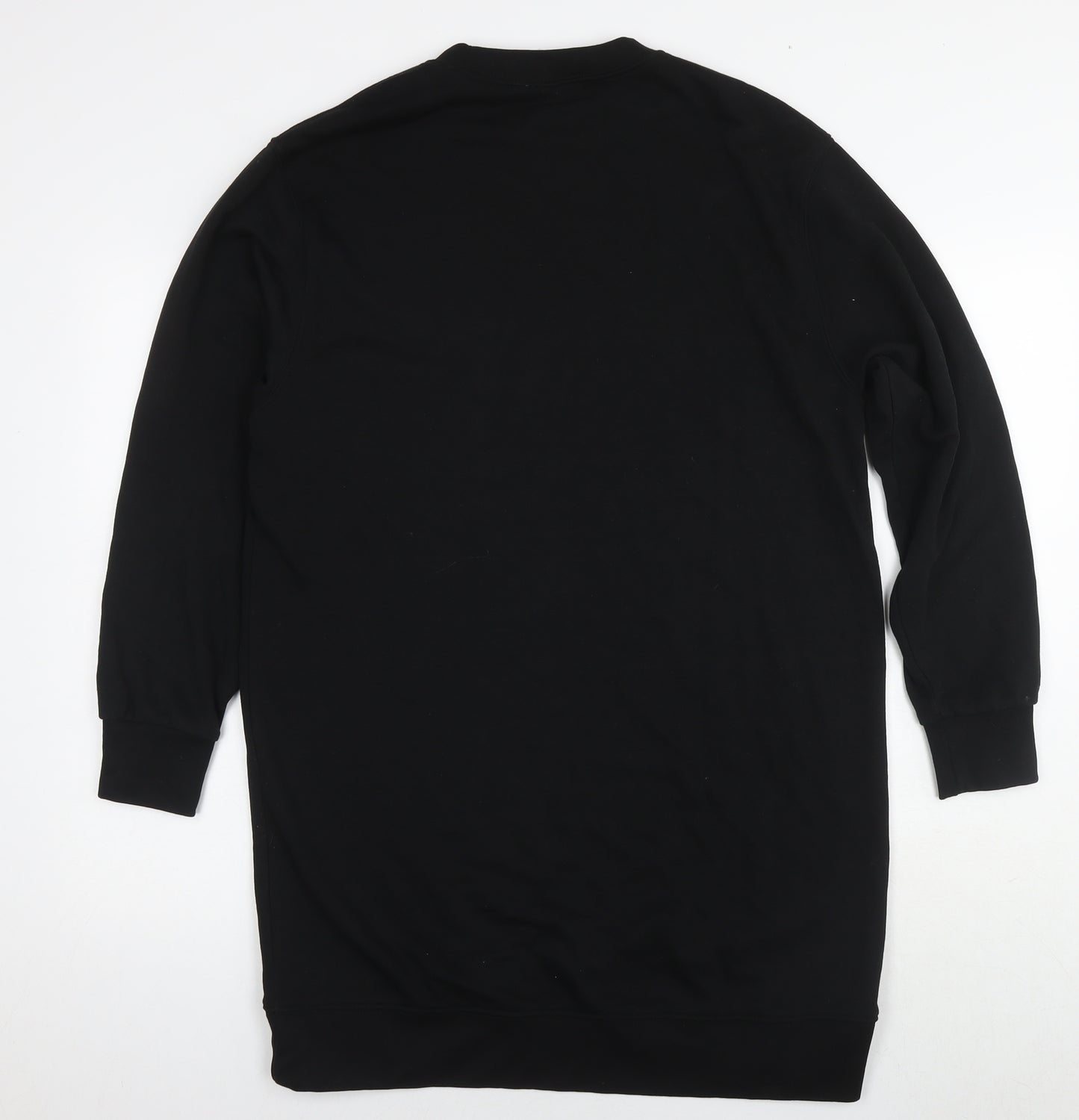 H&M Womens Black Cotton Jumper Dress Size S Round Neck Pullover