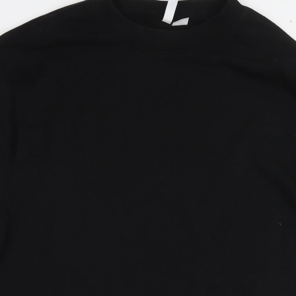 H&M Womens Black Cotton Jumper Dress Size S Round Neck Pullover