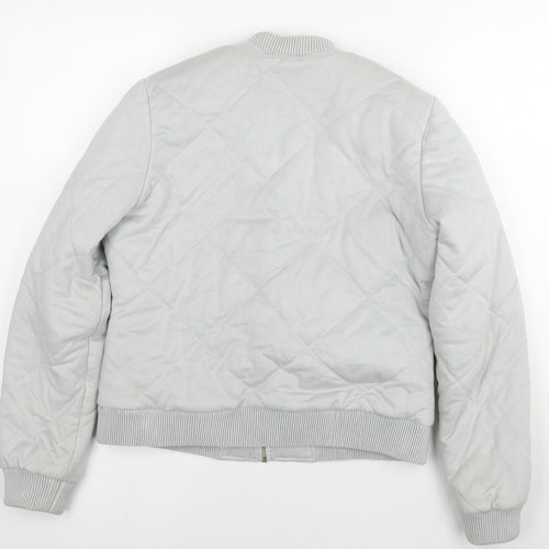River Island Womens Grey Quilted Coat Size 12 Zip